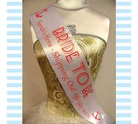 All Tied Up UK Ltd - SEXY SAILOR HEN NIGHT SASH Nautical Personalised Hen Party Sash | Hen Night Fancy Dress Accessory (White with Red Print)