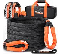 ALL-TOP Kinetic Recovery Tow Rope - Heavy Duty Snatch Rope Offroad Power Stretch Snatch Strap, for SUV, UTV, ATV, Truck, Car,Tractor (1inx30ft Rope (Black) + 2pcs Soft Shackle)