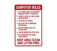 All Trash Must Be Securely Bagged Prior To Disposal Keep Area Clean And Litter Free Metal Warning Sign for Indoor Outdoor Security, Business Office Home Decor 20 x 30 cm