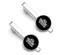 All Trash No Trailer Silver Tie Clip Suit Accessories for Men Necktie Bar Set Pin Business Wedding