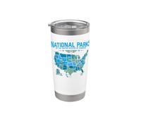 All U.S National Parks Map Camping 80s Graphic Stainless Steel Insulated Tumbler