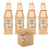 All Variety of Topping Sauce Bottle 1l - BBQ,Classic Burger,Smokey Baconnaise, Mayonnaise - Iconic Flavours- Add Your Favourite Dishes - hn (4 x Bottles, Smokey Baconnaise 1l)