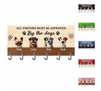 All Visitors Must Be Approved By The Dogs Home Decor Pet Lovers Gifts For Entryway Hallway Custom Dog Cartoon Portrait With Name Personalized Key Hooks Leash Holder Custom Pet Wall Mounted Home Decor
