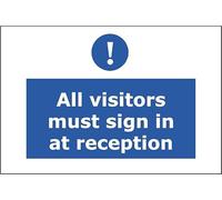 All visitors must sign in at reception Dibond Aluminium sign - 20 x 30 cm