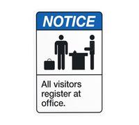 All Visitors Register At Office Warnings,Visitor Security Metal Signs for Busines Home Outdoor Indoor Road Yard Garage Street Wall Caution Decor 12x8 Inch