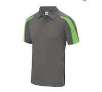 All We Do Is Mens Contrast Polo Shirt Charcoal/Lime L