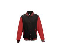 All We Do Is Mens Varsity Jacket Jet Black/Fire Red S