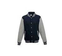 All We Do Is Mens Varsity Jacket Oxford Navy/Heather Grey XL