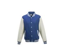 All We Do Is Mens Varsity Jacket Royal Blue/White M