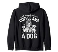 All We Need Is Love Coffee And A Dog Skeleton Zip Hoodie