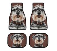 All Weather Adorable Schnauzer Car Floor Mats 4 Pcs Universal Waterproof Automotive Carpet Liners Anti-Slip Nibbs Backing & Driver Heel Pad for Trucks Suvs Vans Sedans Interior Accessories