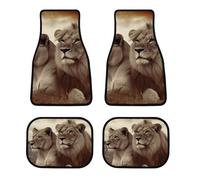All Weather African Lion Car Floor Mats 4 Pcs Set Universal Waterproof Automotive Floor Mat with Anti-Slip Rubber Backing for Suvs Trucks Sedans Front & Rear Carpet Liner Protection