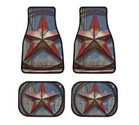 All Weather American Wastern Texas Star Car Floor Mats 4 Pcs Set Universal Waterproof Automotive Floor Mat with Anti-Slip Rubber Backing for Suvs Trucks Sedans Front & Rear Carpet Liner Protection