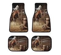 All Weather American West Rodeo Car Floor Mats 4 Pcs Set Universal Waterproof Automotive Floor Mat with Anti-Slip Rubber Backing for Suvs Trucks Sedans Front & Rear Carpet Liner Protection