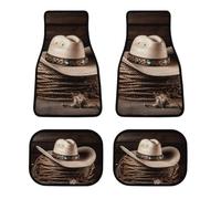 All Weather American West Rodeo Hat Car Floor Mats 4 Pcs Set Universal Waterproof Automotive Floor Mat with Anti-Slip Rubber Backing for Suvs Trucks Sedans Front & Rear Carpet Liner Protection