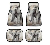 All Weather Animals Cute Elephant Car Floor Mats 4 Pcs Set Universal Waterproof Automotive Floor Mat with Anti-Slip Rubber Backing for Suvs Trucks Sedans Front & Rear Carpet Liner Protection