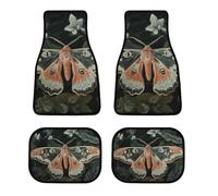 All Weather Beautiful Moth Car Floor Mats 4 Pcs Set Universal Waterproof Automotive Floor Mat with Anti-Slip Rubber Backing for Suvs Trucks Sedans Front & Rear Carpet Liner Protection