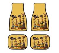 All Weather Creative African Culture Car Floor Mats 4 Pcs Set Universal Waterproof Automotive Floor Mat with Anti-Slip Rubber Backing for Suvs Trucks Sedans Front & Rear Carpet Liner Protection