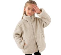 All Weather Girls Coat Zipper V Neck Long Sleeve Sweatshirt Tops Coat Toddler Girl Fall Jacket Fleece Jacket (Beige, 9-10 Years)