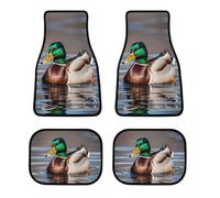 All Weather Mallard Duck Car Floor Mats 4 Pcs Set Universal Waterproof Automotive Floor Mat with Anti-Slip Rubber Backing for Suvs Trucks Sedans Front & Rear Carpet Liner Protection