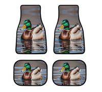 All Weather Mallard Duck Car Floor Mats 4 Pcs Universal Waterproof Automotive Carpet Liners Anti-Slip Nibbs Backing & Driver Heel Pad for Trucks Suvs Vans Sedans Interior Accessories