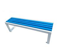 All-Weather Metal Frame Park Bench - 47" Wooden Garden Seating for 2-3 People, 860 lbs Capacity - Outdoor Furniture for Patio, Balcony, Lawn, School (Blue)
