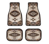 All Weather Native American Car Floor Mats 4 Pcs Set Universal Waterproof Automotive Floor Mat with Anti-Slip Rubber Backing for Suvs Trucks Sedans Front & Rear Carpet Liner Protection