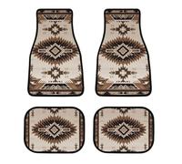 All Weather Native American Car Floor Mats 4 Pcs Universal Waterproof Automotive Carpet Liners Anti-Slip Nibbs Backing & Driver Heel Pad for Trucks Suvs Vans Sedans Interior Accessories