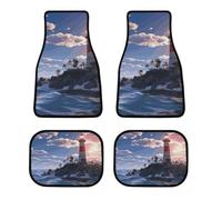 All Weather Navigation Lighthouse Car Floor Mats 4 Pcs Set Universal Waterproof Automotive Floor Mat with Anti-Slip Rubber Backing for Suvs Trucks Sedans Front & Rear Carpet Liner Protection