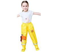 All Weather Outerwear Girls Mud Dirty Proof Trousers Kids Rainwear (Yellow, 3-4 Years)