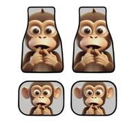 All Weather Silent Monkey Car Floor Mats 4 Pcs Universal Waterproof Automotive Carpet Liners Anti-Slip Nibbs Backing & Driver Heel Pad for Trucks Suvs Vans Sedans Interior Accessories