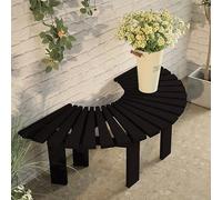 All-Weather Solid Wood Fan-Shaped Bench for Backyard Balcony & Deck - Backless Half-Round Tree Lounge Seating Perfect Garden Patio Furniture (Nero)