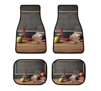 All Weather Teacher Classroom Chalkboard Car Floor Mats 4 Pcs Set Universal Waterproof Automotive Floor Mat with Anti-Slip Rubber Backing for Suvs Trucks Sedans Front & Rear Carpet Liner Protection