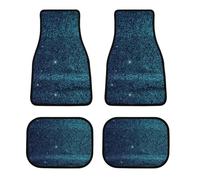 All Weather Teal Glitter Car Floor Mats 4 Pcs Set Universal Waterproof Automotive Floor Mat with Anti-Slip Rubber Backing for Suvs Trucks Sedans Front & Rear Carpet Liner Protection