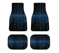 All Weather The Blue Binary Matrix Car Floor Mats 4 Pcs Set Universal Waterproof Automotive Floor Mat with Anti-Slip Rubber Backing for Suvs Trucks Sedans Front & Rear Carpet Liner Protection