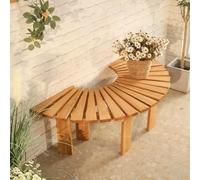 All-Weather Wooden Curved Bench Solid Wood Garden Seat with Slats Perfect for Outdoor Patios Poolside Front Porches & Courtyards - Durable Park Seating (B)