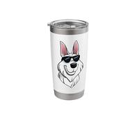 All White German Shepherd with Sunglasses Cool Stainless Steel Insulated Tumbler