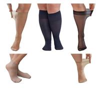All Woman Womens Wide Albers Sensitive Knee Highs Anklets, MULTIPACK | Plus Size Stretch Pop Socks, Mixed Deniers, Soft Everyday Comfort Fit, Gentle Non-Binding Top Cuff, Swollen Legs or Calves