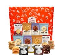 ALL YEAR CHEER Luxury Biscuits & Christmas Jam Gift Box - Border Biscuit Twin Packs with Blackcurrant, Strawberry & Orange Marmalade Jams - Premium British Treat Hamper