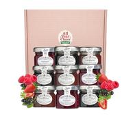 All Year Cheer Mini Jam Gift Set - 9 Luxury Tiptree Preserves, Strawberry, Raspberry & Blackcurrant Selection - Letterbox Food Hamper Gift for Birthdays, Thank You & Special Occasions