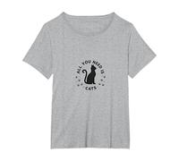 All You Need is Cats: Feline Lover's Paw T-Shirt, Women's Plus, Heather Grey, 4X