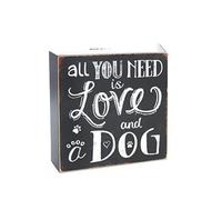 All You Need is Love and A Dog Black Plaque - Home Decoration | Piece Pet Box, Sign Message | Animal Decor | Keepsake | Suitable for Dog Lovers