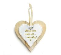 ALL YOU NEED IS LOVE AND A DOG DOUBLE LAYERED CHIC N SHABBY HANGING HEART