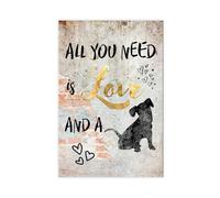 All You Need Is Love And A Dog Sign Print on Canvas Funny Sign Poster Wall Hanging Decor Canvas Wall Art Posters And Prints Room Aesthetic Bedroom Office Decor 12x18inch(30x45cm)