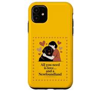 All You Need Is Love and a Newfoundland - Hug Silhouette Case for iPhone 11