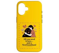 All You Need Is Love and a Newfoundland - Hug Silhouette Case for iPhone 16