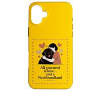 All You Need Is Love and a Newfoundland - Hug Silhouette Case for iPhone 16 Plus