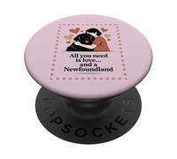 All You Need Is Love and a Newfoundland - Hug Silhouette PopSockets Adhesive PopGrip