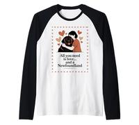 All You Need is Love and a Newfoundland - Hug Silhouette Raglan Baseball Tee