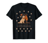 All You Need is Love and a Newfoundland - Man & Newfie Hug T-Shirt